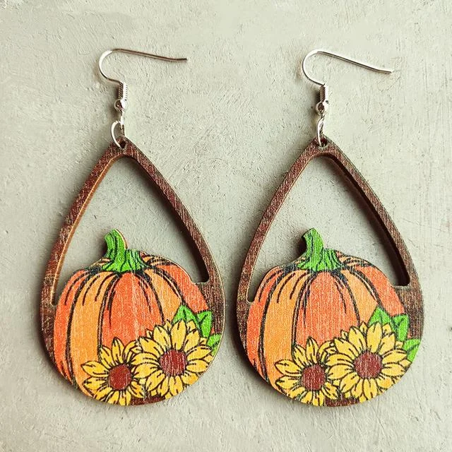 Antique earrings for women -Beautiful Wood Fall Pumpkin Earrings