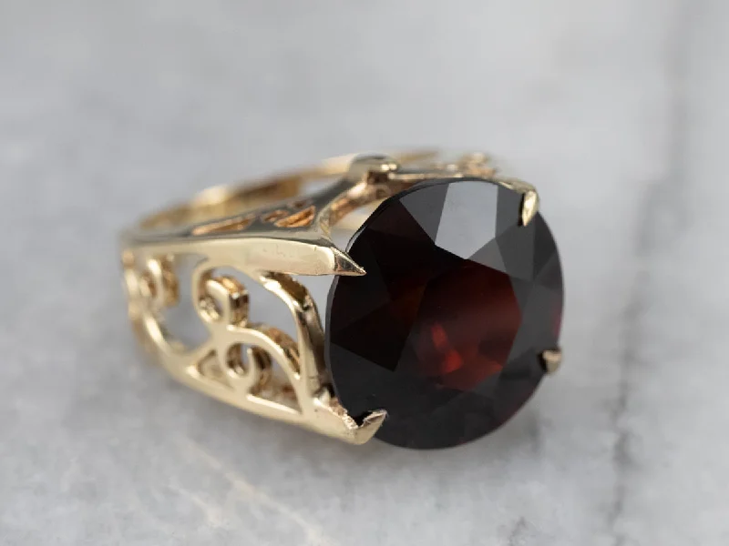 Women’s rings with sapphires -Bold Gold Garnet Statement Ring