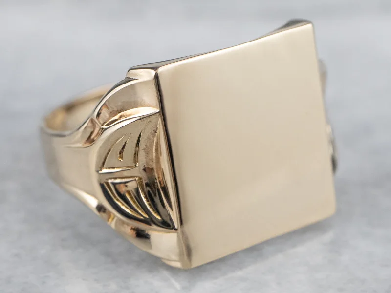 Wedding ring sets for women -Vintage Square Top Signet Ring