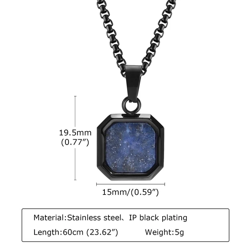 Lapis Lazuli Black Pendant Necklace 60cm