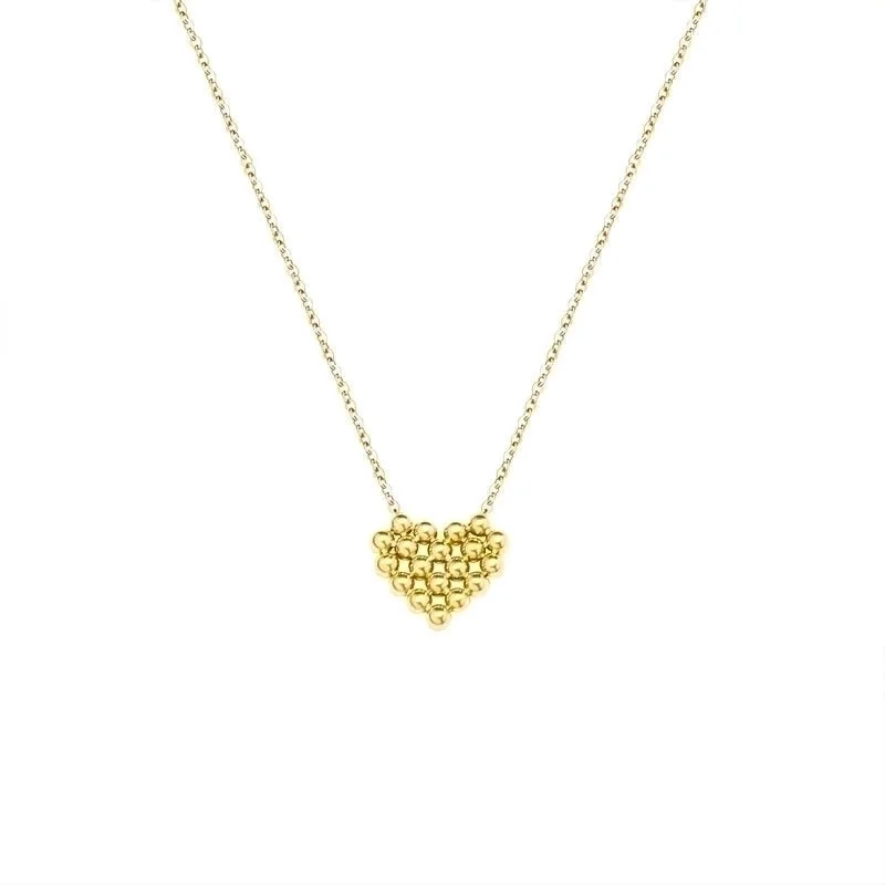 Adjustable gold necklaces for women -Gold Cute Peach Heart Bead Necklace Titanium Steel Material Gold Plated Non-fading Wholesale