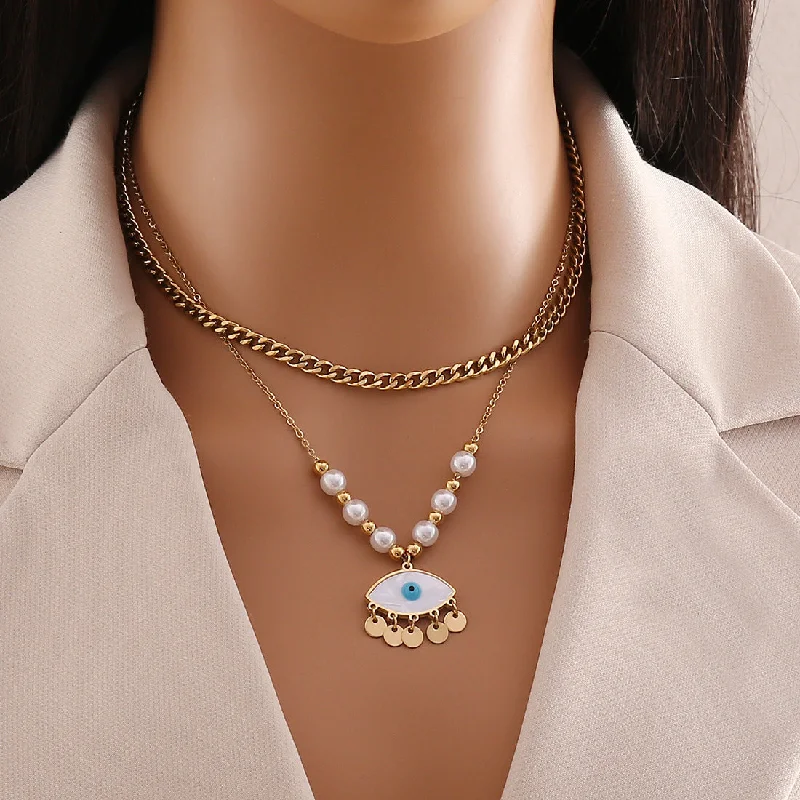 Fashionable necklaces for women -Expressive Heart Cross Stainless Steel Electroplating Necklaces