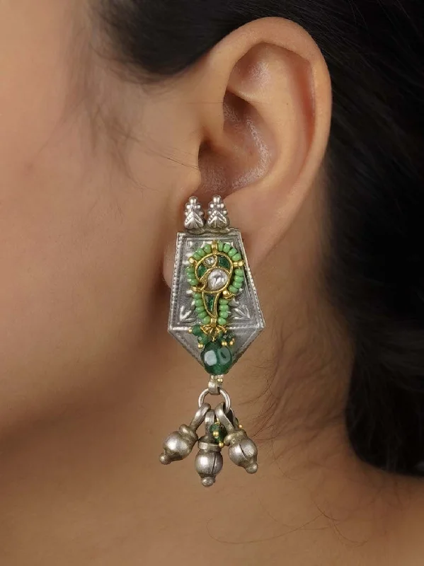 Boho earrings for women -Green Color Tribal Earrings - EK-SFEAR304M