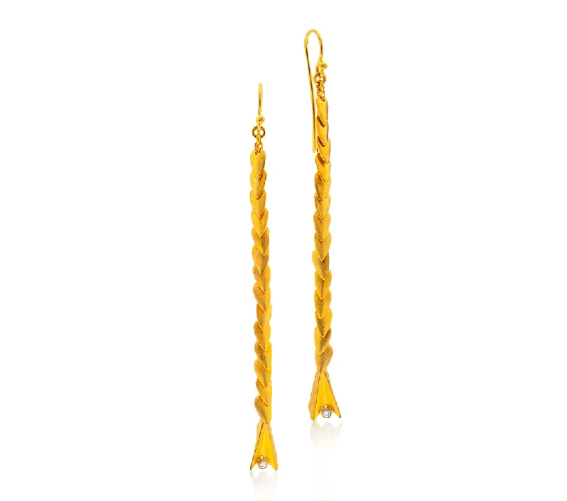 Bold earrings for women -Nava Zahavi Yellow 24K Gold Drop Earrings