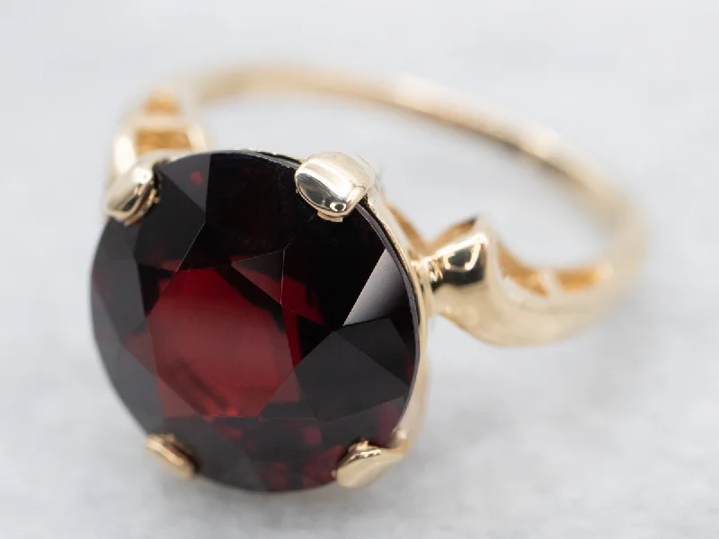 Minimalist wedding rings for women -Vintage Gold Garnet Bypass Ring