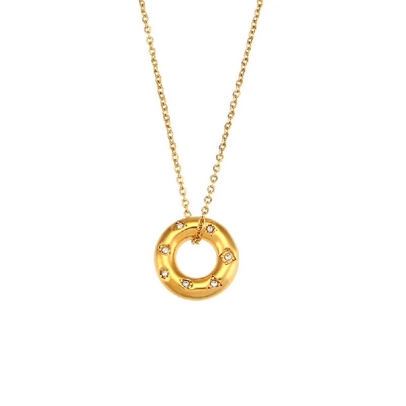 Zirconium donut pendant necklace