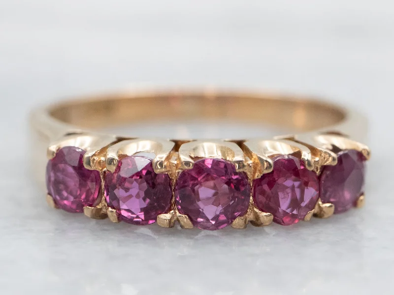 Minimalist wedding rings for women -Five Stone Ruby Ring