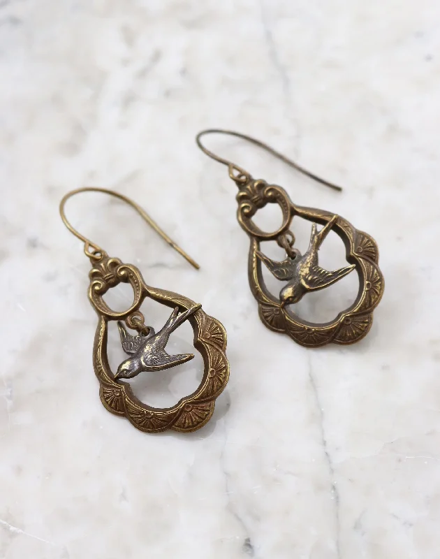 Party earrings for women -Caged Sparrow Earrings, (1 pair)