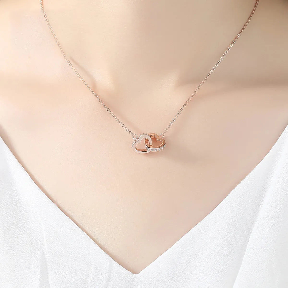 Heart-shaped gold necklaces for women -Sweet Heart Shape Sterling Silver Pendant Necklace Zircon 925 Silver Necklaces