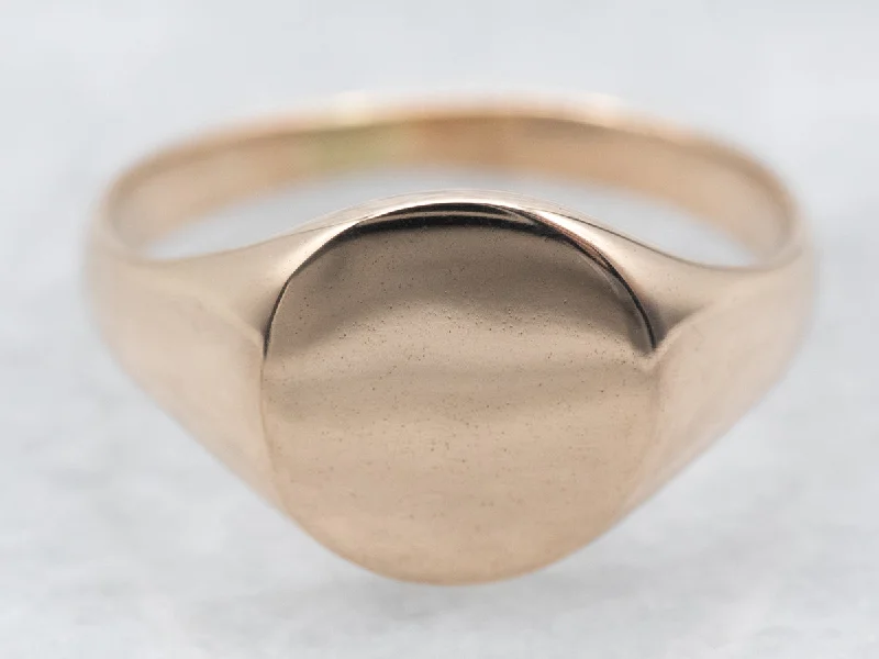 Two-tone rings for women -Yellow Gold Plain Signet Ring