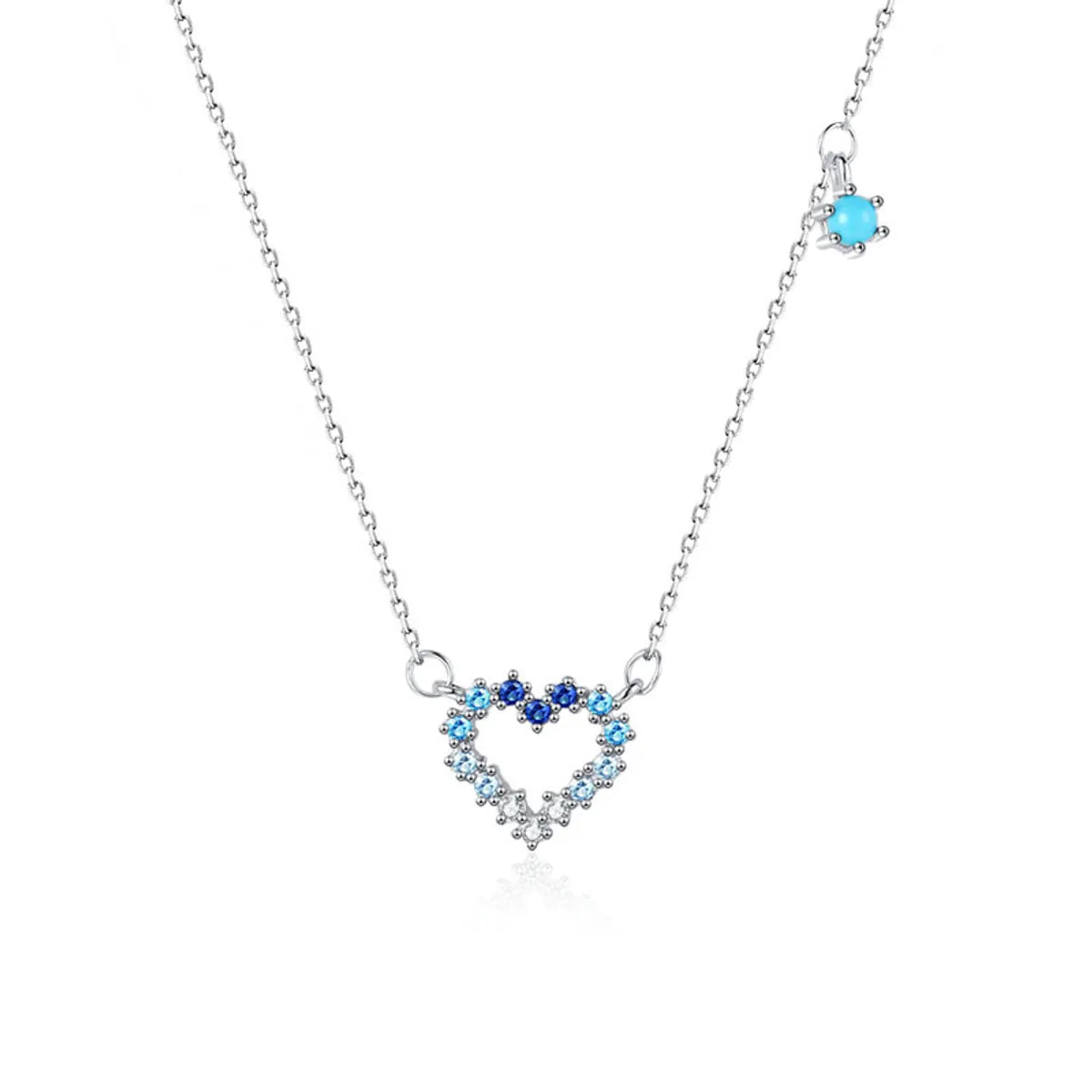 Statement necklaces for women -Sterling Silver Hollow Out Inlay Heart Shape Zircon Necklace