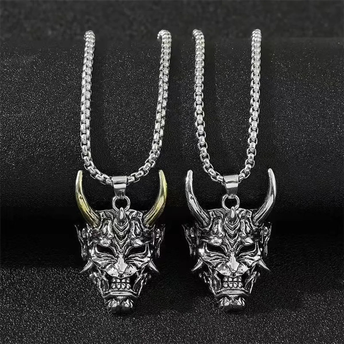 Birthstone necklaces for women -Exaggerated Punk Mask Stainless Steel Alloy Plating Hollow Out Unisex Pendant Necklace Long Necklace Necklace Pendant