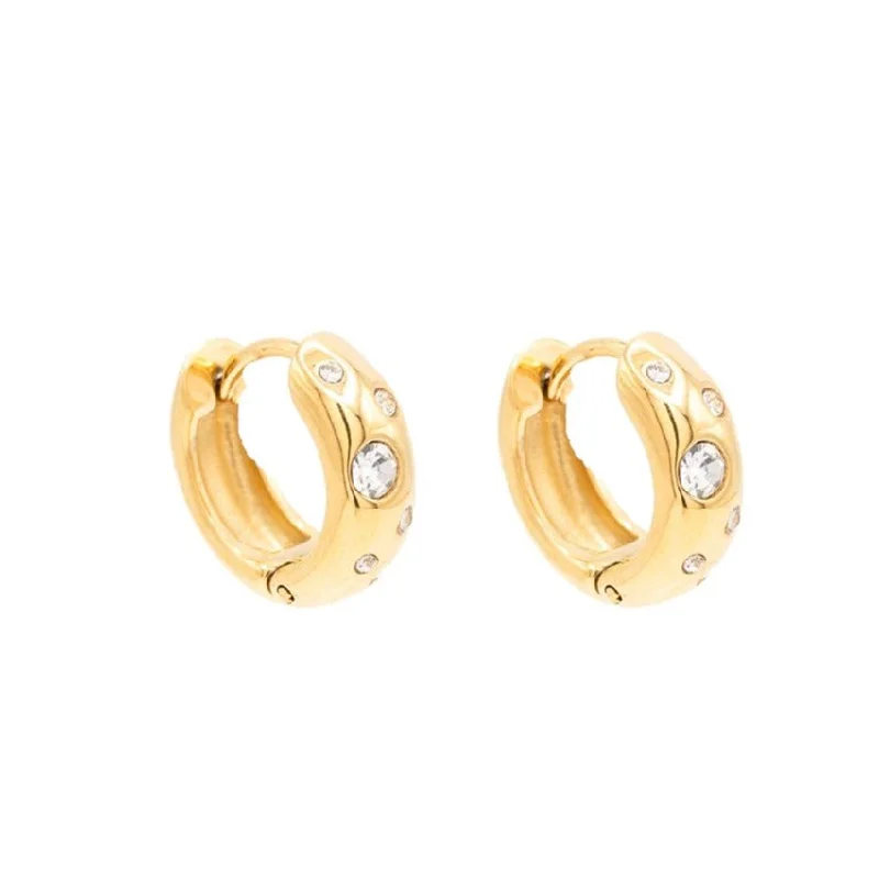 Diamond earrings for women -Circle Cubic Zirconia Huggie Hoop Earring