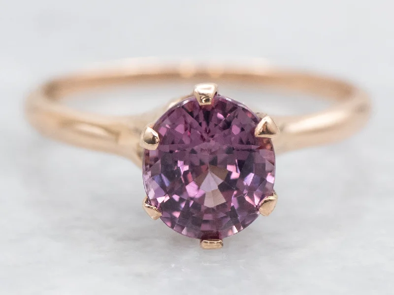 Custom gold rings for women -Rose Gold Rhodolite Garnet Solitaire Ring