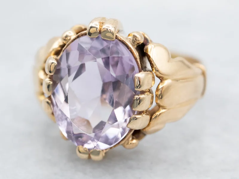 Trendy wedding rings for women -Pretty Vintage Amethyst Solitaire Ring