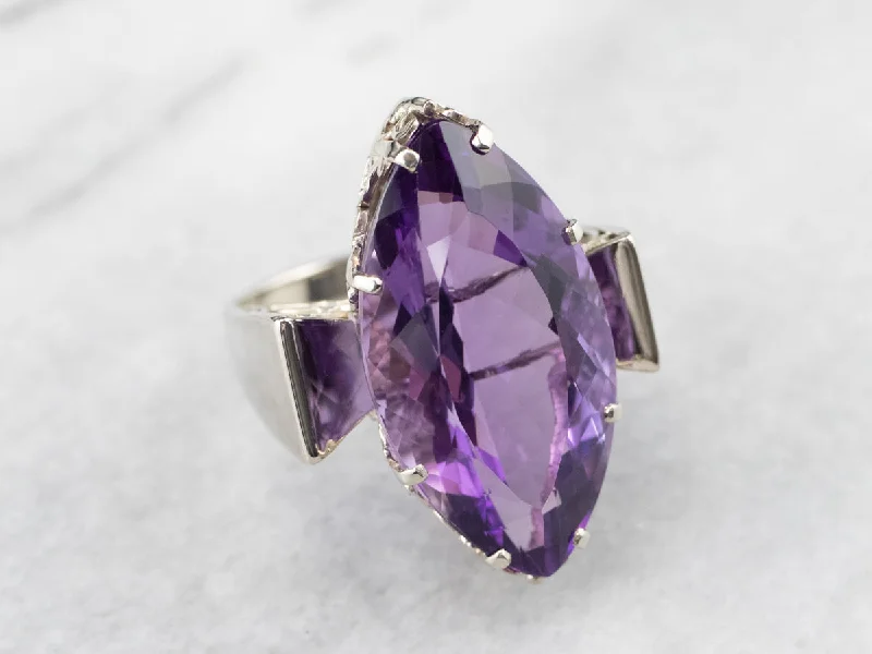 Diamond engagement rings for women -Marquise Cut Amethyst Cocktail Ring