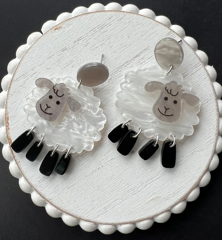 Butterfly earrings for women -Adorable Acrylic Sheep Earrings