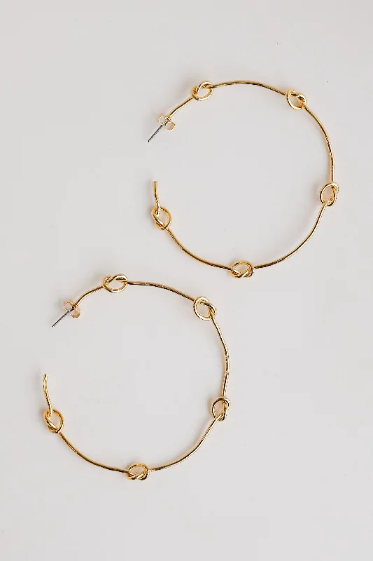 Pear-shaped earrings for women -Sadie Gold Knot Hoop Earrings