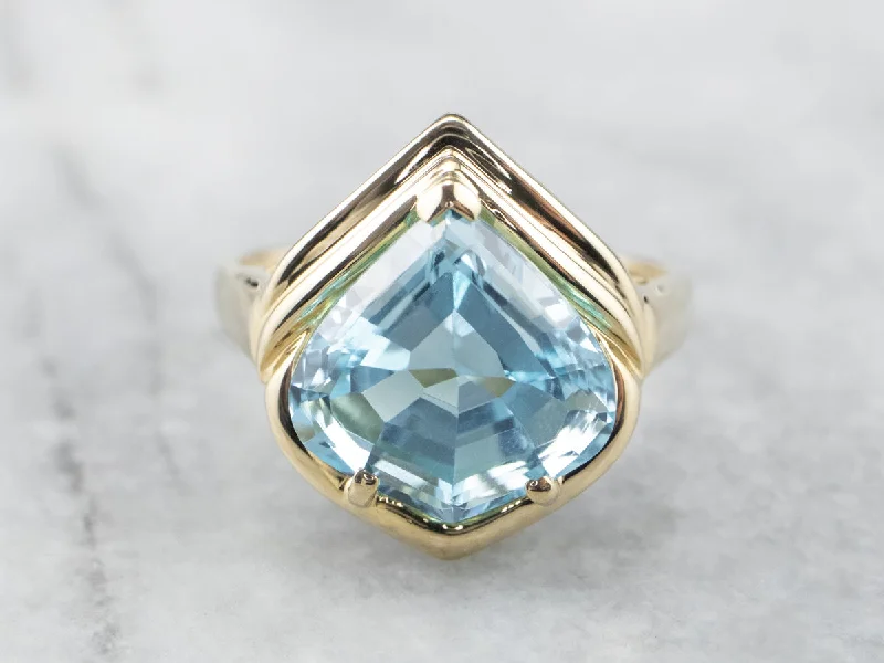 Emerald rings for women -Fancy Cut Blue Topaz Gold Statement Ring