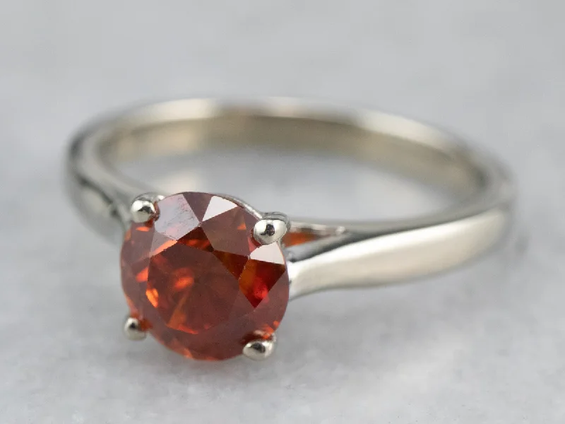 Simple diamond rings for women -Sleek Orange Zircon Solitaire Ring