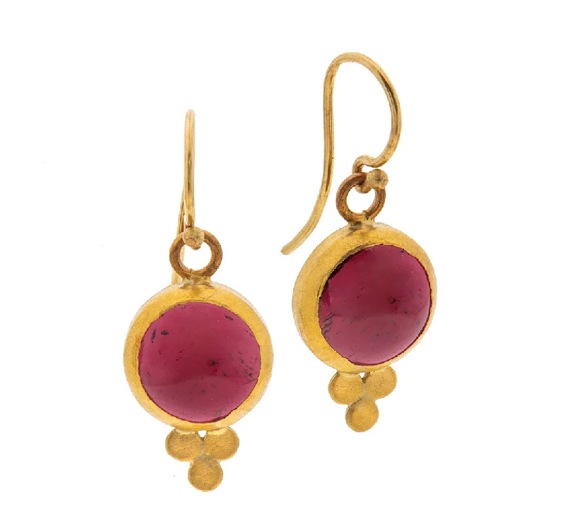 Single earring for women -Nava Zahavi Yellow Gold Garnet Drop Earrings