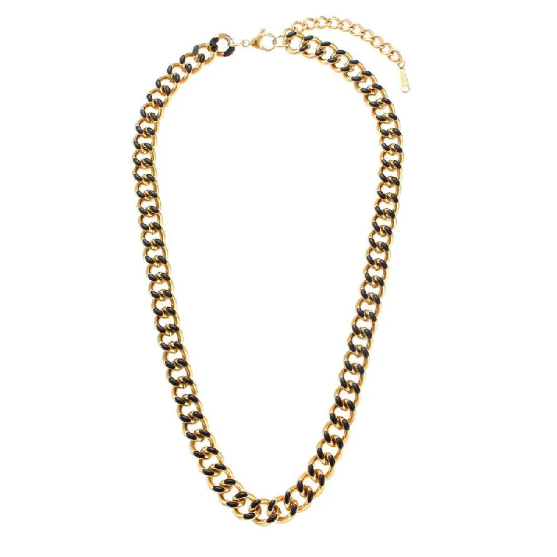 Drop Oil Cuban Chain Necklace - Black