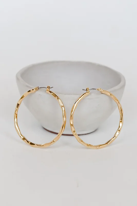 Pear-shaped earrings for women -Emmie Gold Hoop Earrings