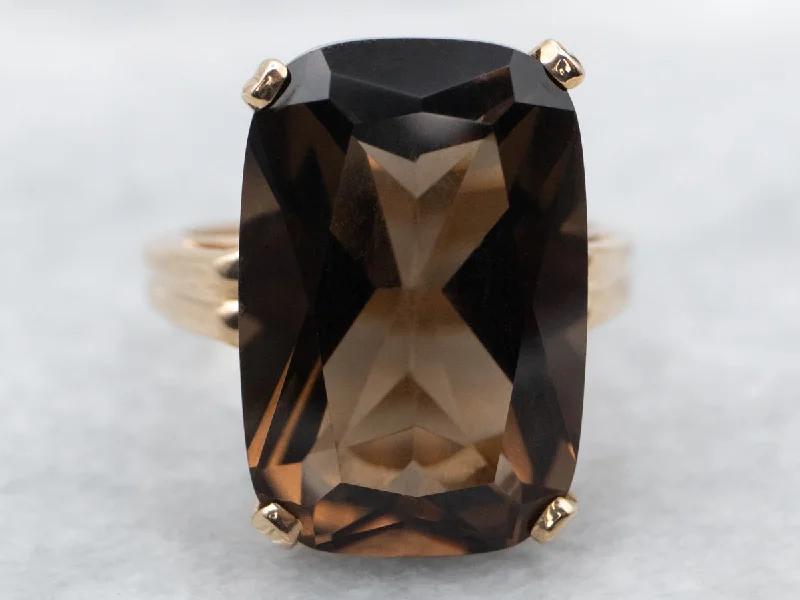 Birthstone rings with diamonds for women -Vintage Smoky Quartz Cocktail Ring