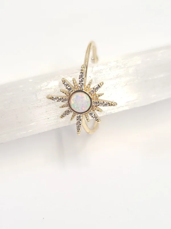 Custom platinum rings for women -Galaxy Opal Ring