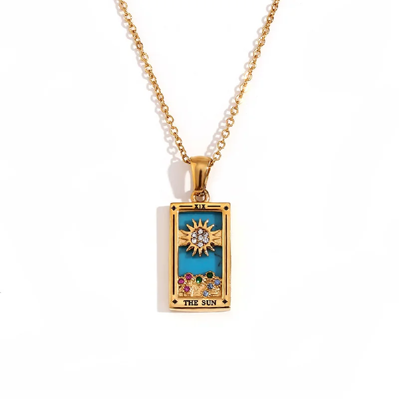 Original New Tarot Necklace-Gold-Sun