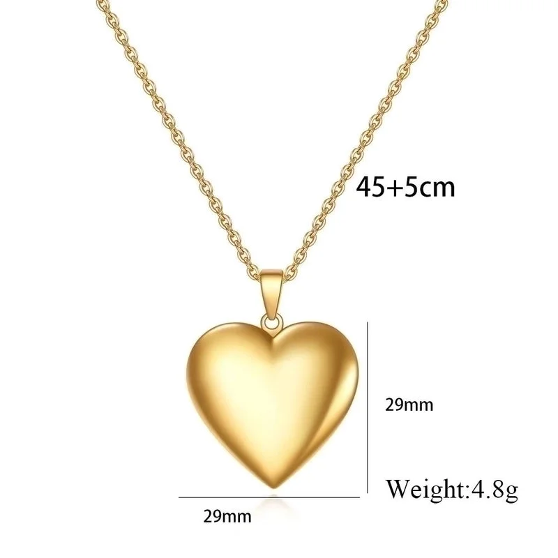 Birthstone necklaces for women -Wholesale Simple Style Heart Shape Titanium Steel Plating Gold Plated Pendant Necklace