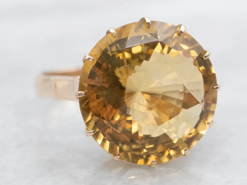 Gold-plated rings for women -Sunshine Citrine Cocktail Ring