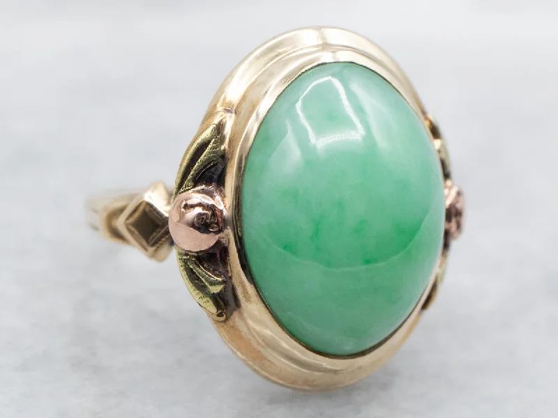 Unique rings for women -Two Tone Jadeite Solitaire Ring