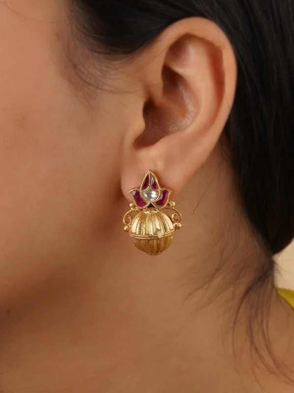 Topaz earrings for women -Pink Color Gold Plated Earrings - TR-EAR67WP