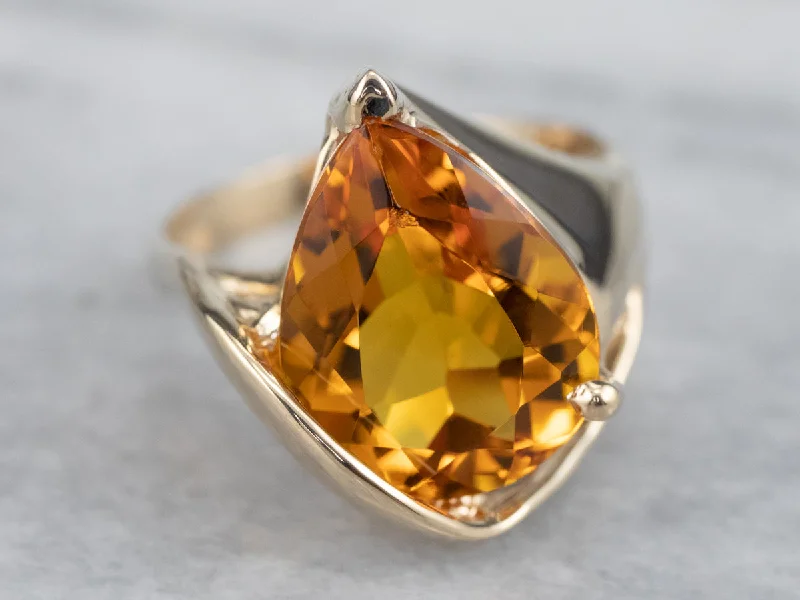 Engraved rings for women -Modernist Citrine Cocktail Ring