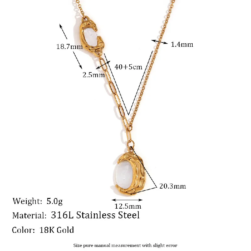 Asymmetric Chain Moon Shell Necklace - Gold