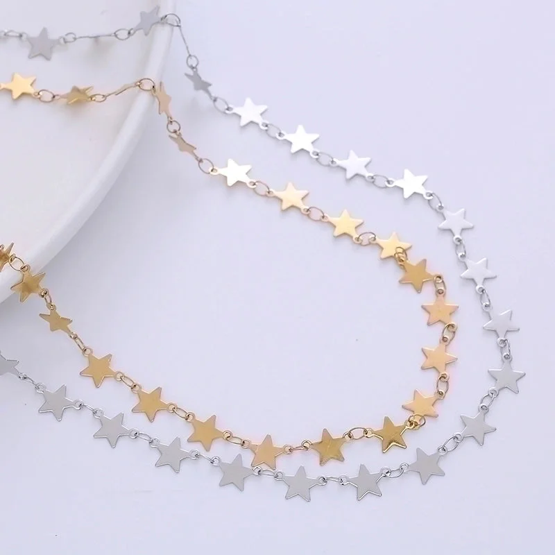 Gold-plated necklaces for women -Simple Style Star Stainless Steel Plating Chain Choker