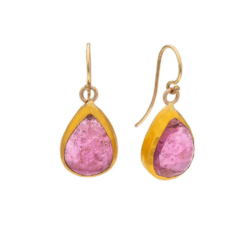 Gold plated earrings for women -Nava Zahavi Pink Drop Earrings