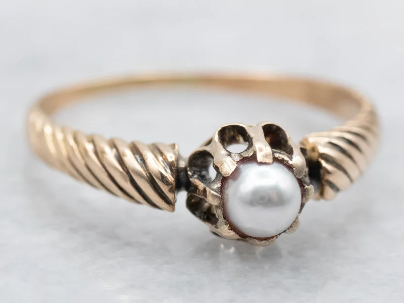 Stackable rings for women -Pearl Solitaire Ring