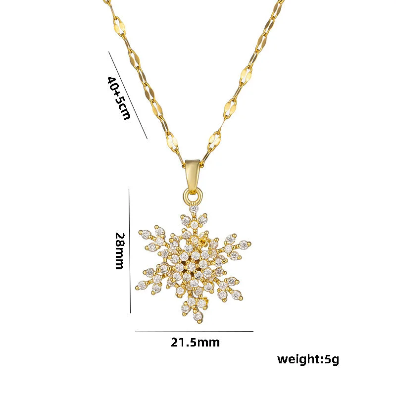 Fashionable heart necklaces for women -Moderate Luxury Six-Pointed Star Geometric Titanium Steel 18K Gold Plated Necklaces