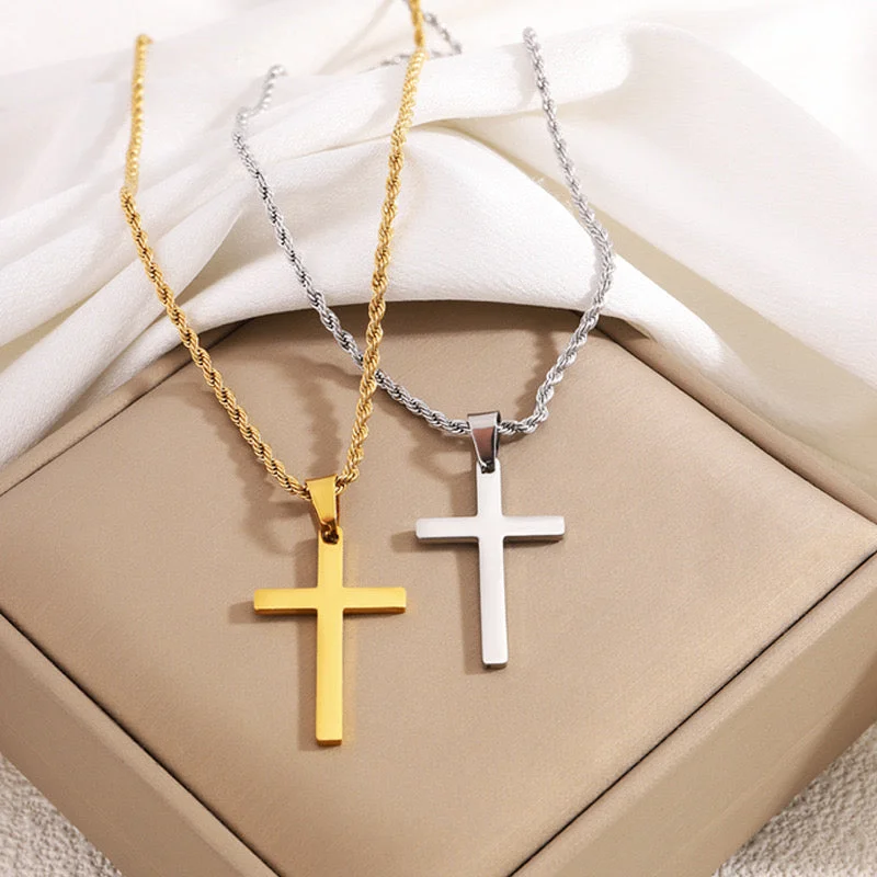 Heart necklaces for women -304 Stainless Steel 18K Gold Plated Basic Plating Cross Pendant Necklace