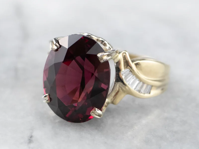 Ruby rings for women -Modern Garnet and Diamond Cocktail Ring