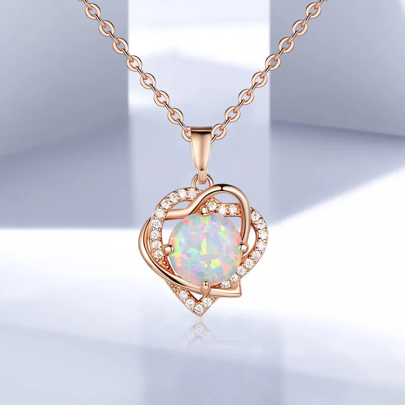 Silver pendant necklaces for women -Elegant Heart Shape Copper Inlay Zircon Rose Gold Plated Pendant Necklace