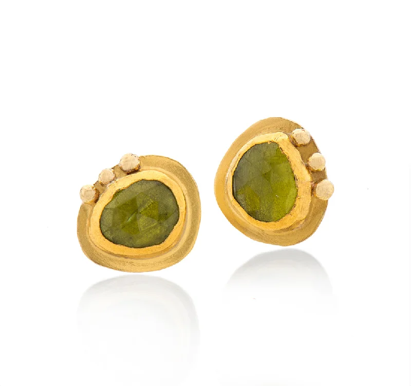 Luxury earrings for women -Nava Zahavi Yellow Gold Peridot Stud Earrings