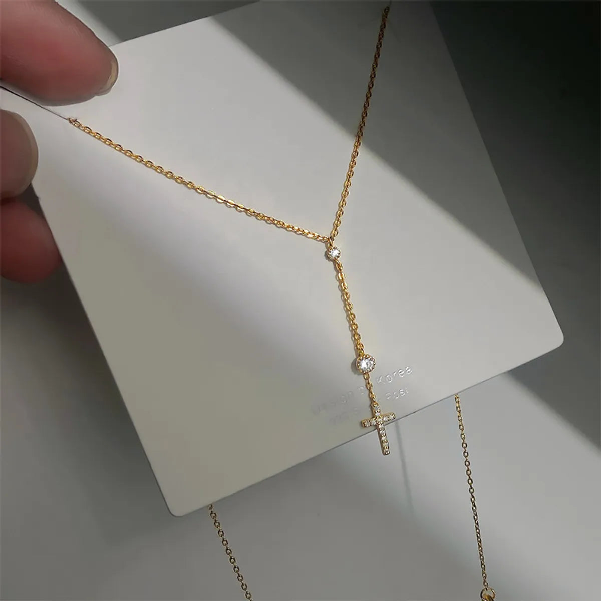 Heart-shaped gold necklaces for women -Ig Style Simple Style Cross Sterling Silver Inlay Zircon Pendant Necklace