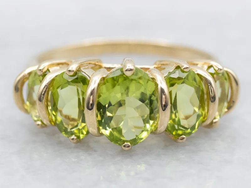 Statement gemstone rings for women -Gold Peridot Ring