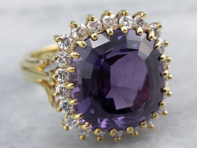 Elegant engagement rings for women -Amethyst and Diamond Cocktail Ring