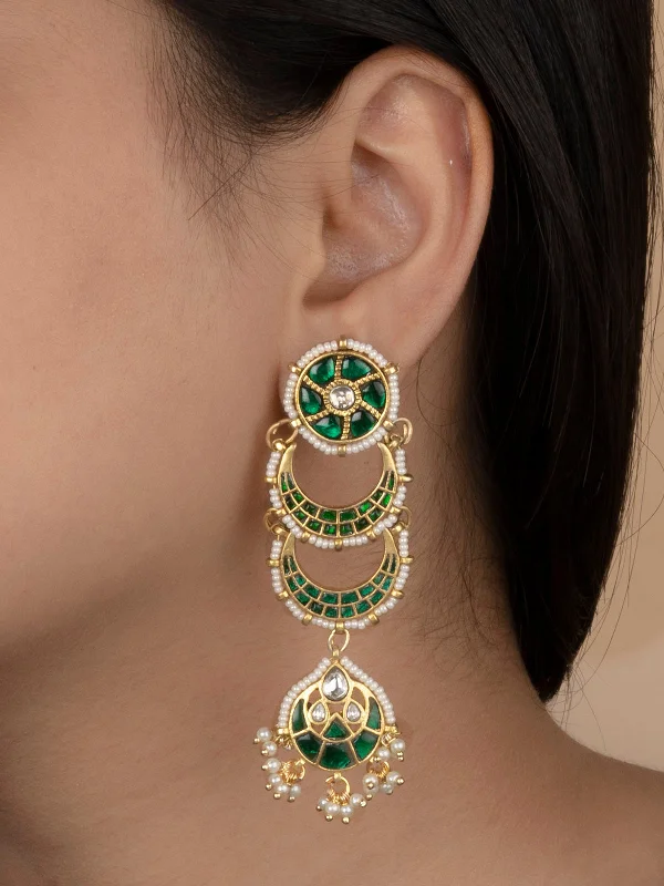 Women's Earrings online shop -Green Color Gold Plated Mishr Earrings - MR-E178GR