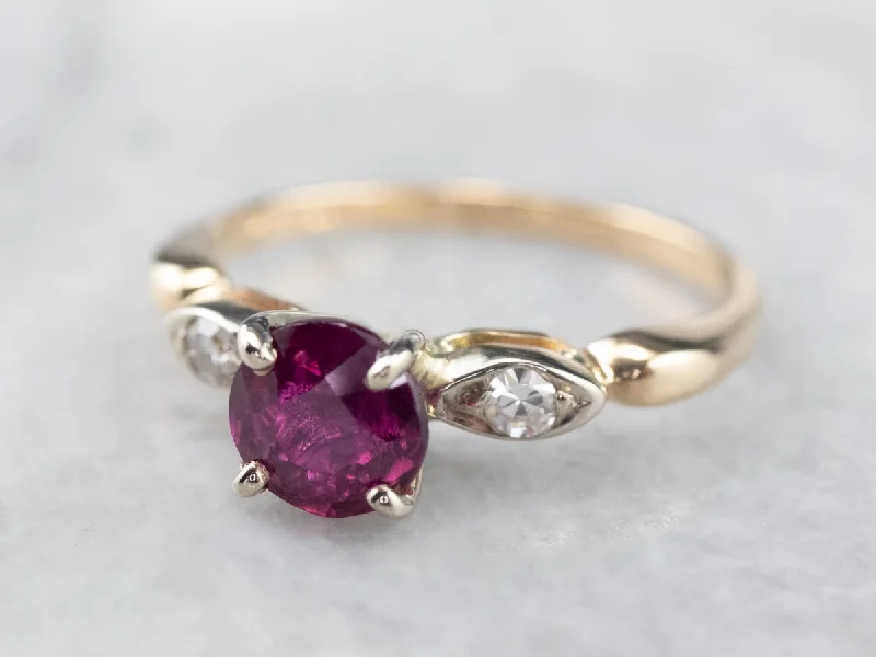 Pearl rings for women -Pink Sapphire and Diamond Two Tone Gold Ring