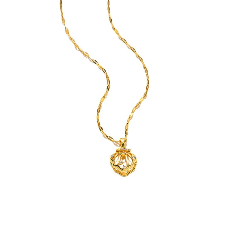 Boho necklaces for women -Korean Pentagram Geometric Titanium Steel 18K Gold Plated Necklaces